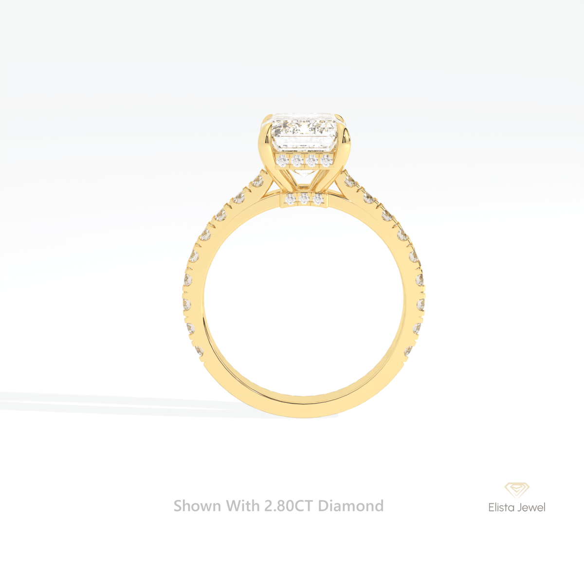 Emerald Cut Hidden Halo Engagement Lab Grown Diamond Ring - Alternative View