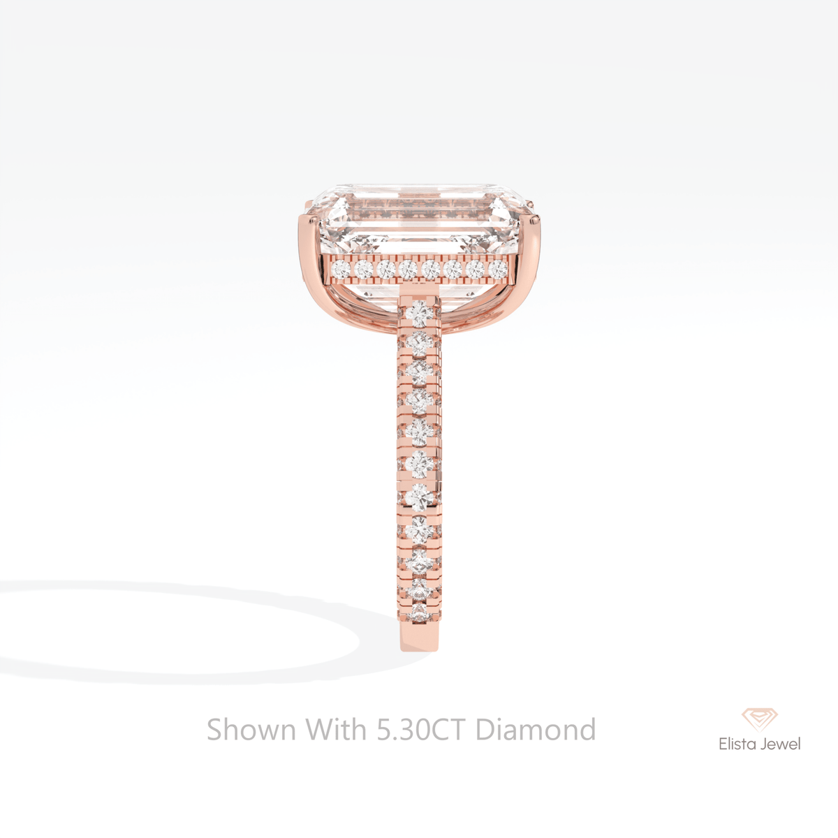 Emerald Cut Hidden Halo Wedding Lab Grown Diamond Ring - Additional View