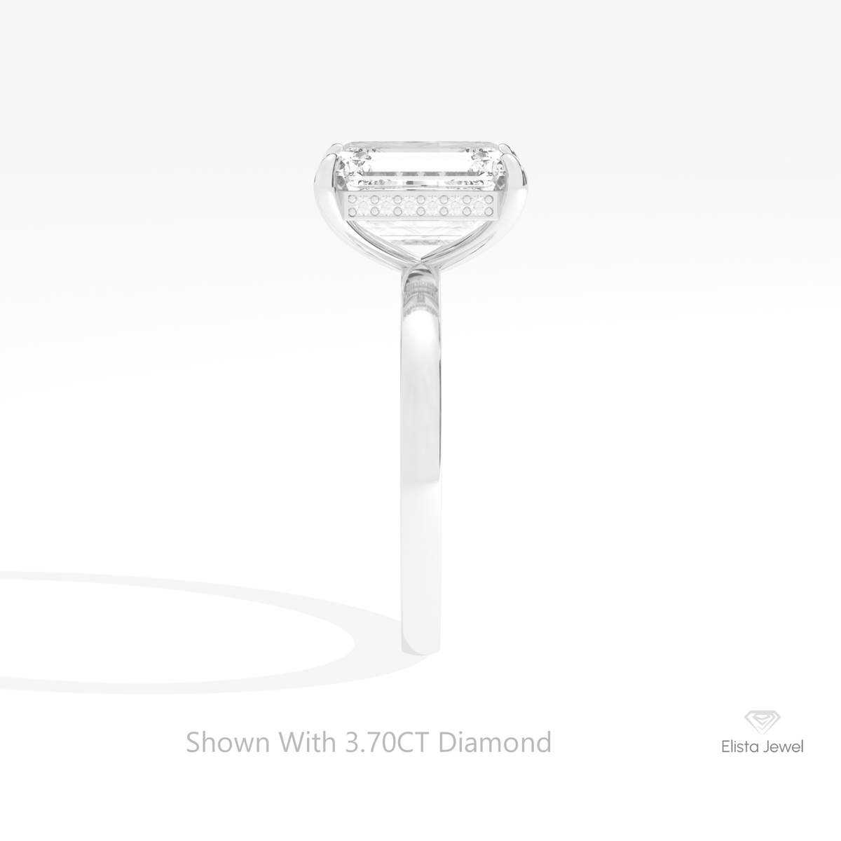 Emerald Cut Hidden Halo Wedding Lab Grown Diamond Ring in 18K Yellow Gold - Perspective View