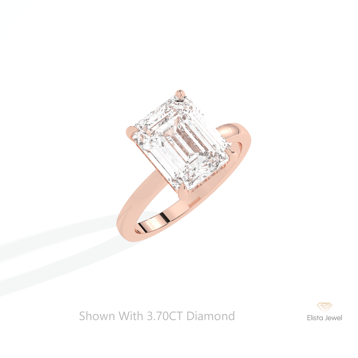 Emerald Cut Hidden Halo Wedding Lab Grown Diamond Ring in Platinum - Lifestyle View