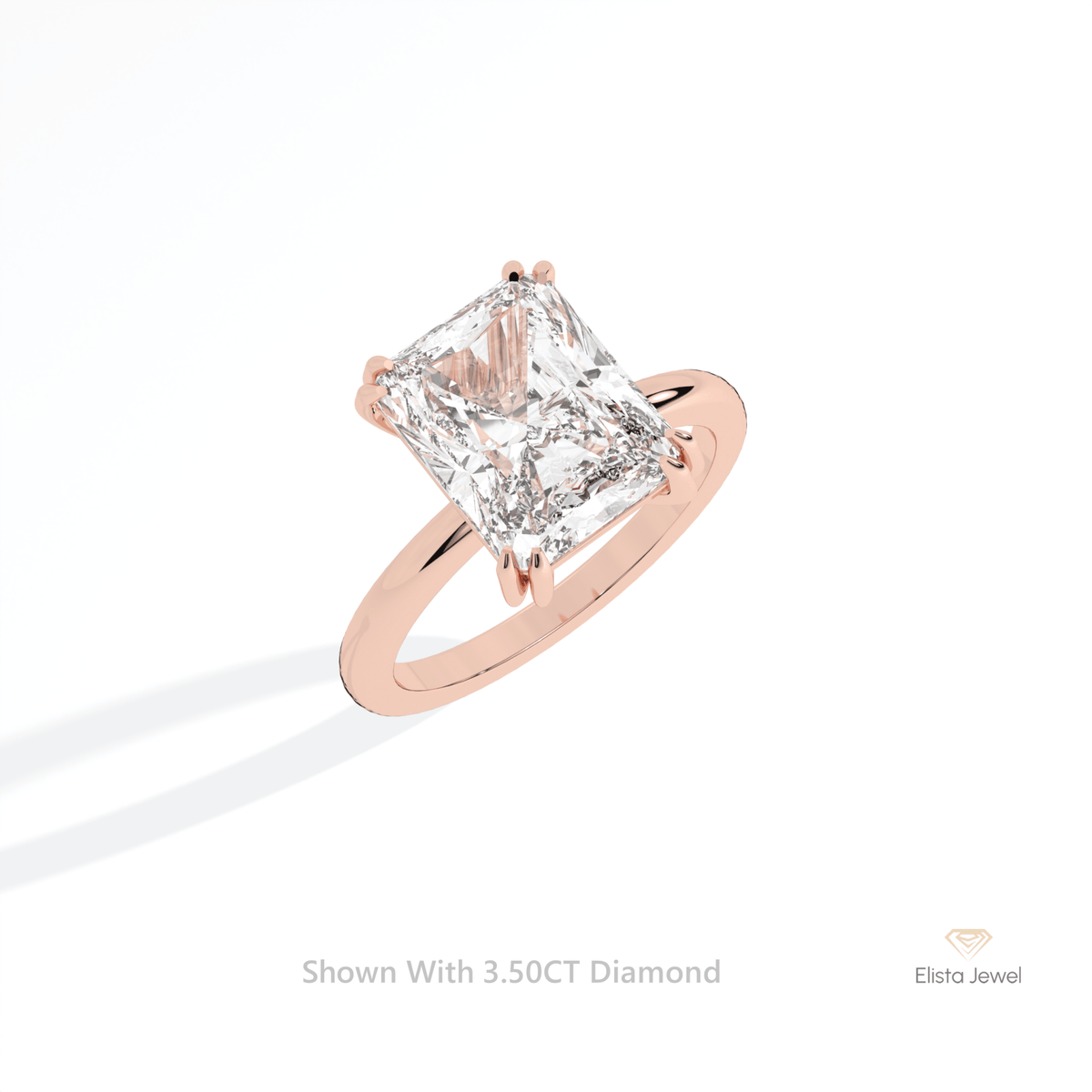 Emerald Cut Solitaire Engagement Lab Grown Diamond Ring in 10K Yellow Gold - Side View