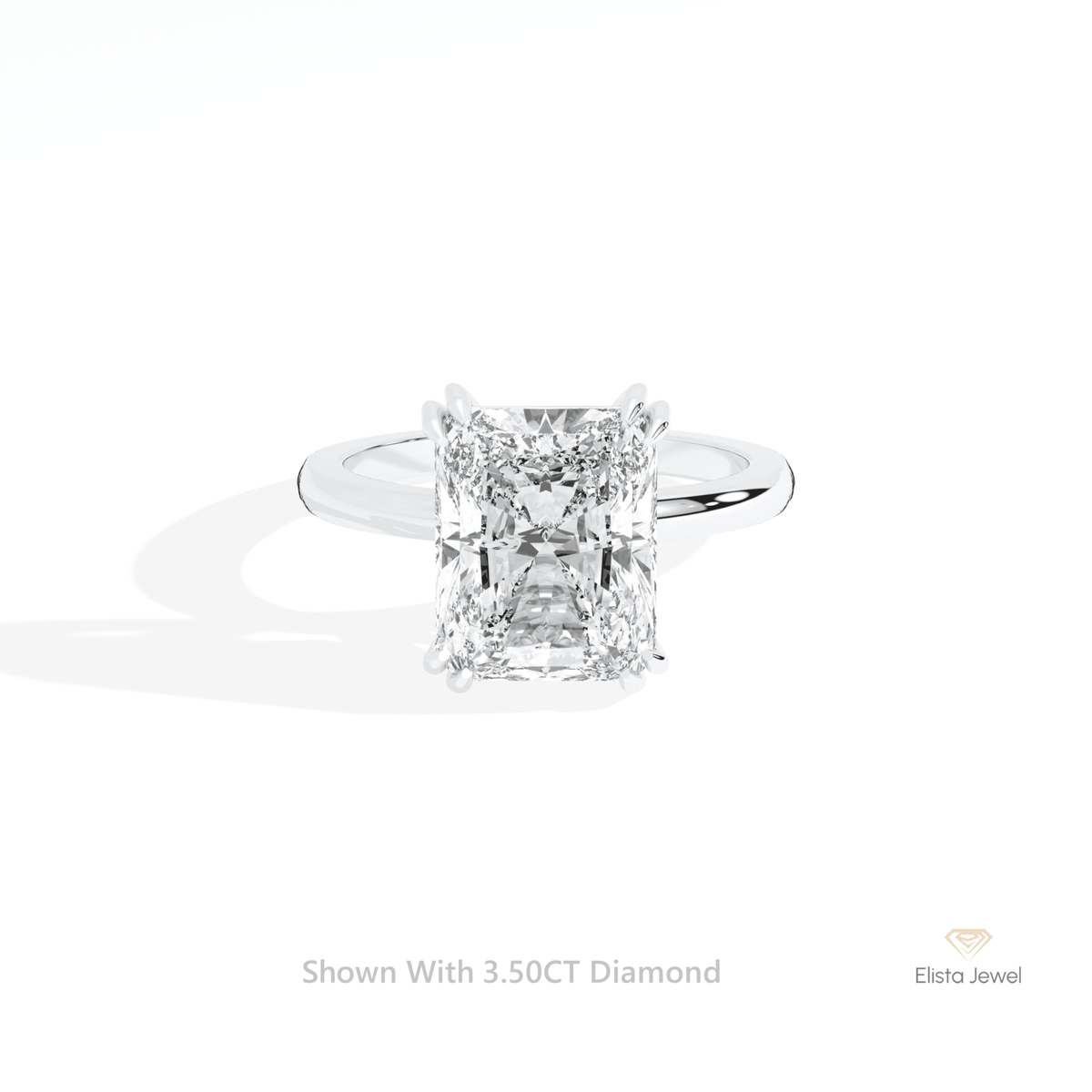 Emerald Cut Solitaire Engagement Lab Grown Diamond Ring in 14K Yellow Gold - Detail View