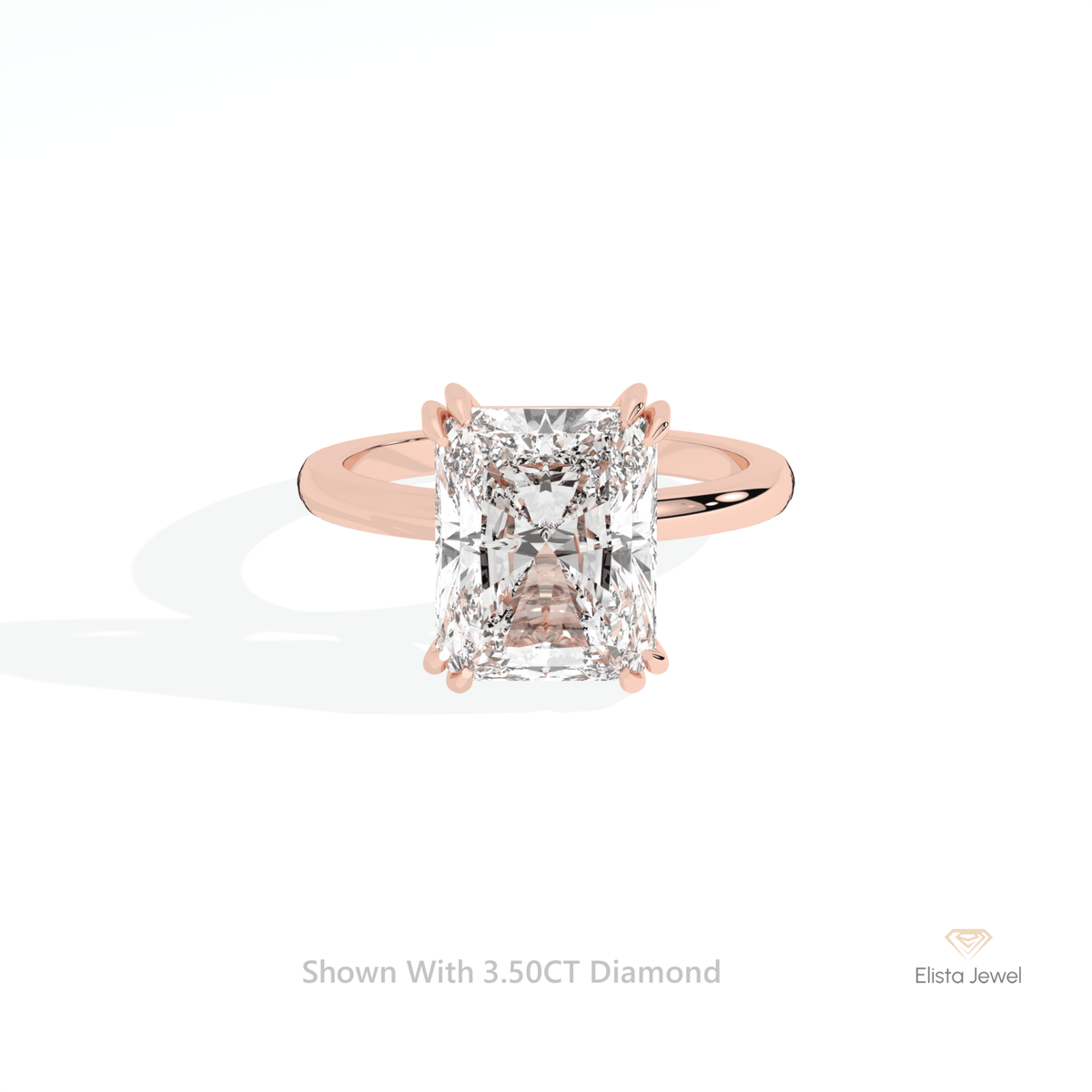 Emerald Cut Solitaire Engagement Lab Grown Diamond Ring in 10K White Gold - Front View