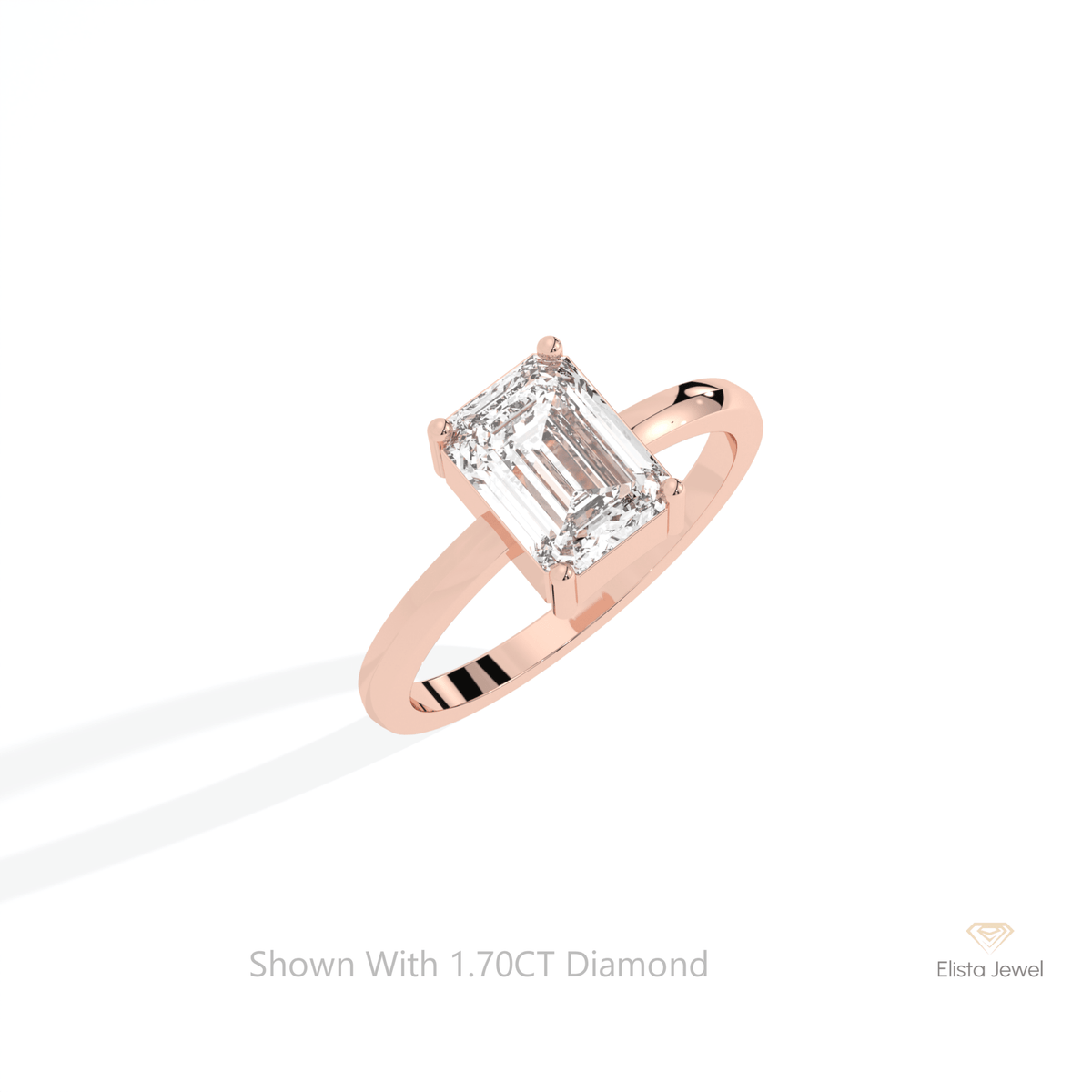 Emerald Cut Solitaire Wedding Lab Grown Diamond Ring in 14K Rose Gold - Profile View