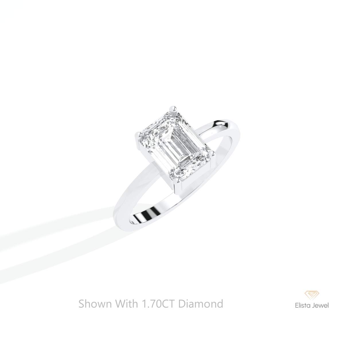 Emerald Cut Solitaire Wedding Lab Grown Diamond Ring in 10K Yellow Gold - Side View