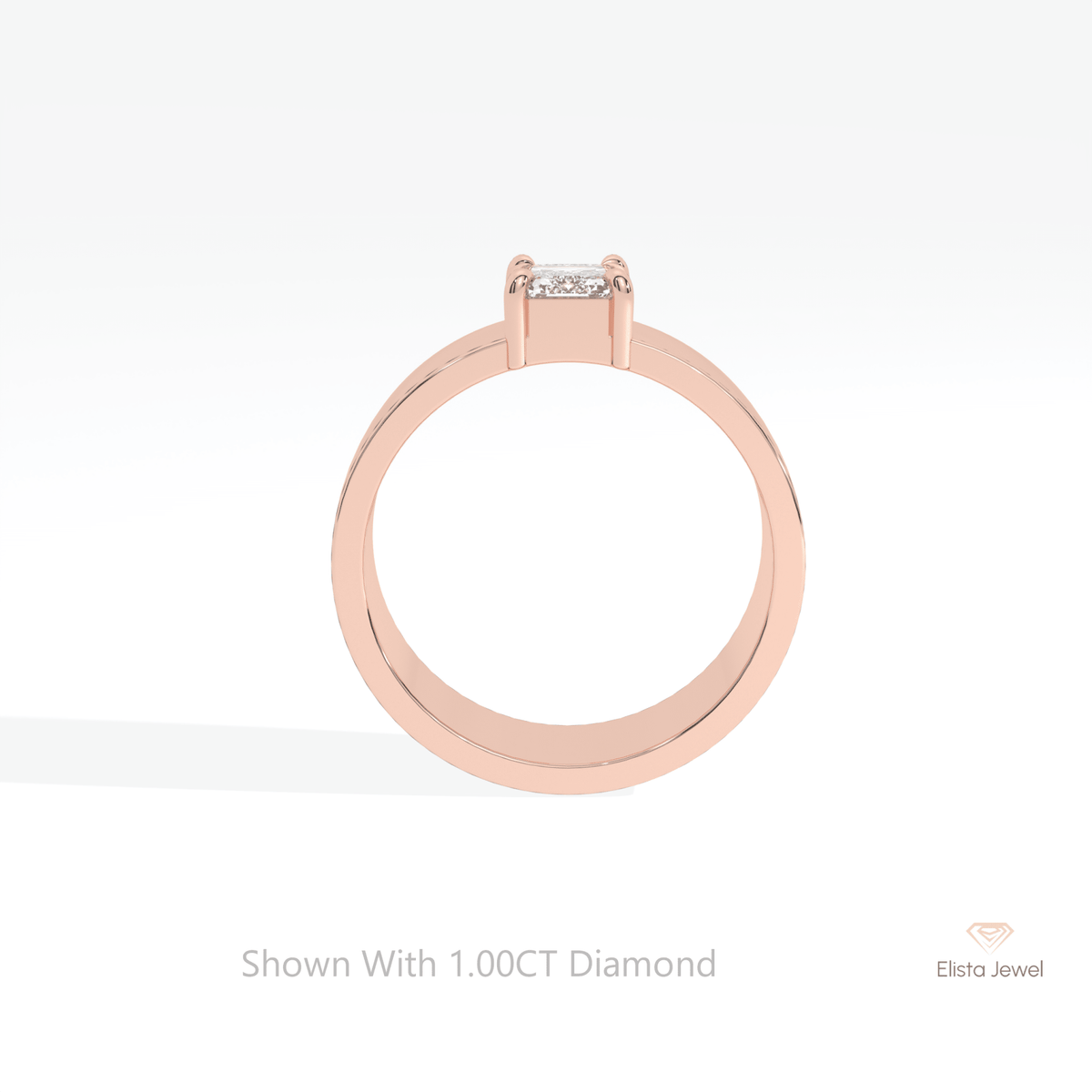 Emerald Cut Solitaire Wedding Lab Grown Diamond Ring - Alternative View