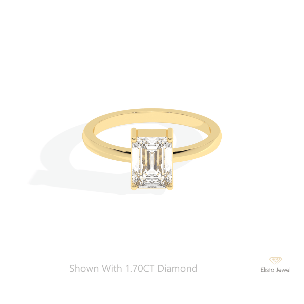 Emerald Cut Solitaire Wedding Lab Grown Diamond Ring in 18K Rose Gold - Ring on Hand View