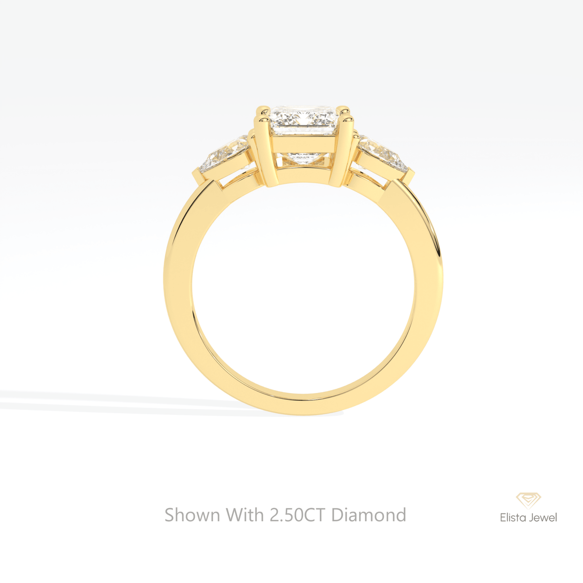 Emerald Cut Three Stone Engagement Lab Grown Diamond Ring - Alternative View