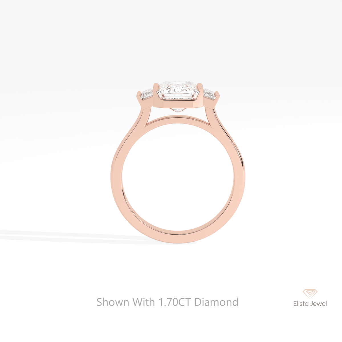 Emerald Cut Three Stone Engagement Lab Grown Diamond Ring - Alternative View