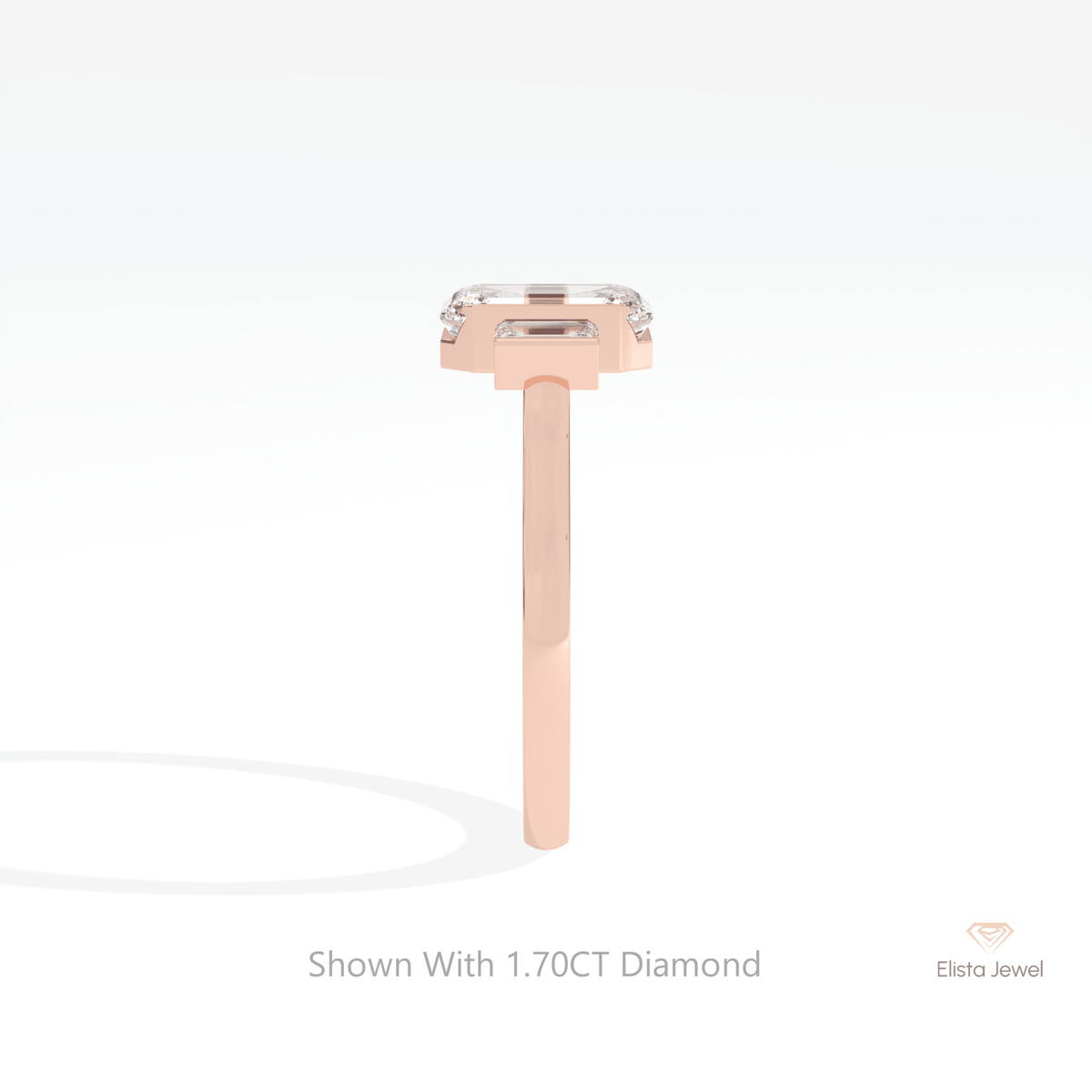 Emerald Cut Three Stone Engagement Lab Grown Diamond Ring - Additional View