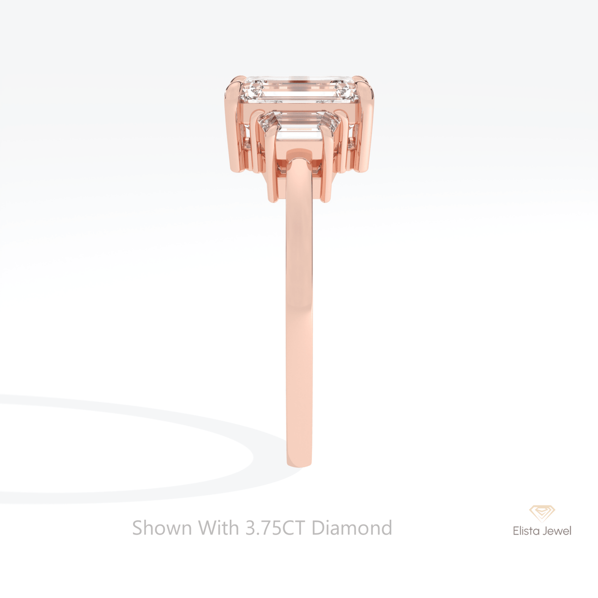 Emerald Cut Three Stone Lab Grown Diamond Ring - Additional View