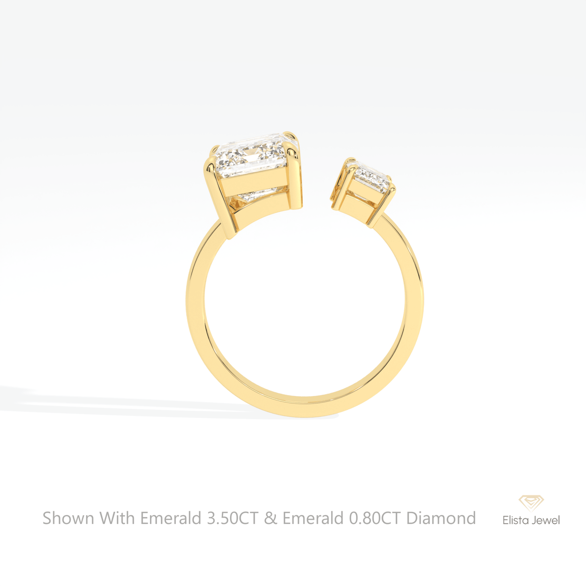 Emerald Cut Toi Et Moi Lab Grown Diamond Ring in 10K Rose Gold - Angled View