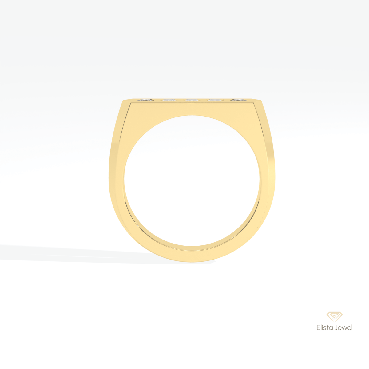 Emerald & Trilliant Cut Five Stone Lab Grown Diamond Band in 10K Rose Gold - Angled View