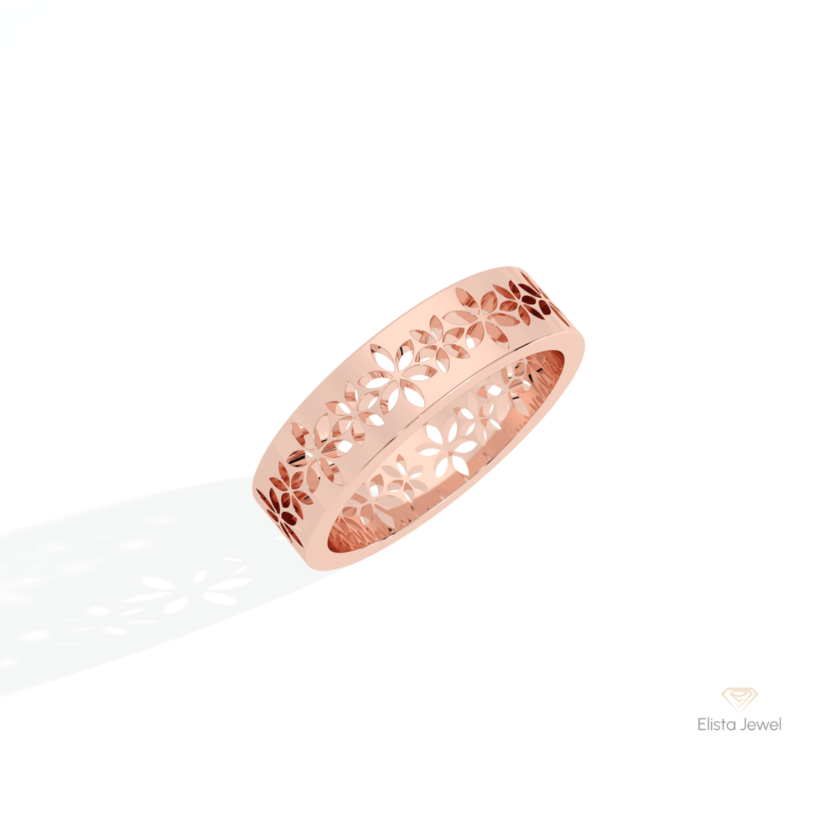 Floral Style Wedding Lab Grown Diamond Band in Platinum - Lifestyle View