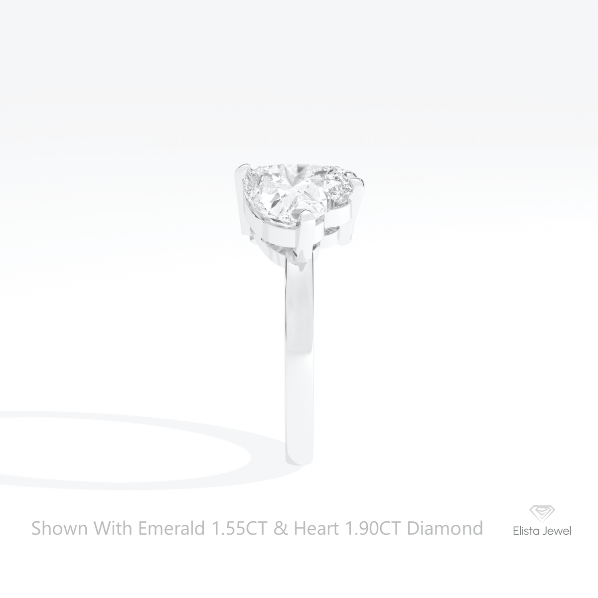 Heart And Emerald Cut Toi Et Moi Lab Grown Diamond Ring in 18K Yellow Gold - Perspective View