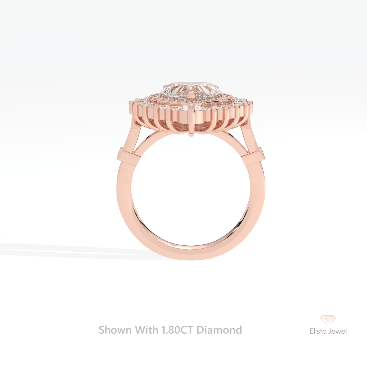 Heart Cut Double Halo Art Deco Lab Grown Diamond Ring - Alternative View