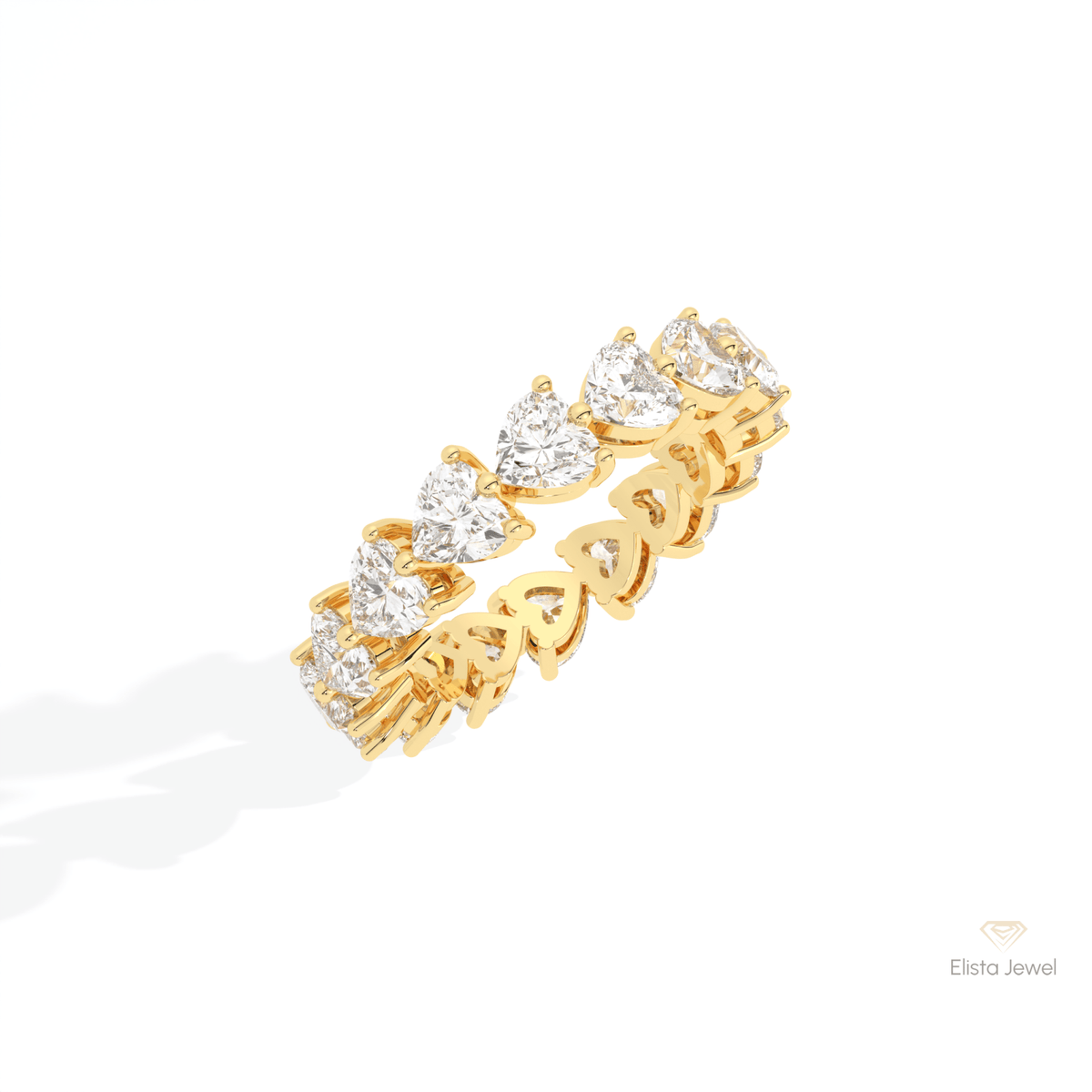 Heart Cut Full Eternity Wedding Lab Grown Diamond Band in Platinum - Lifestyle View