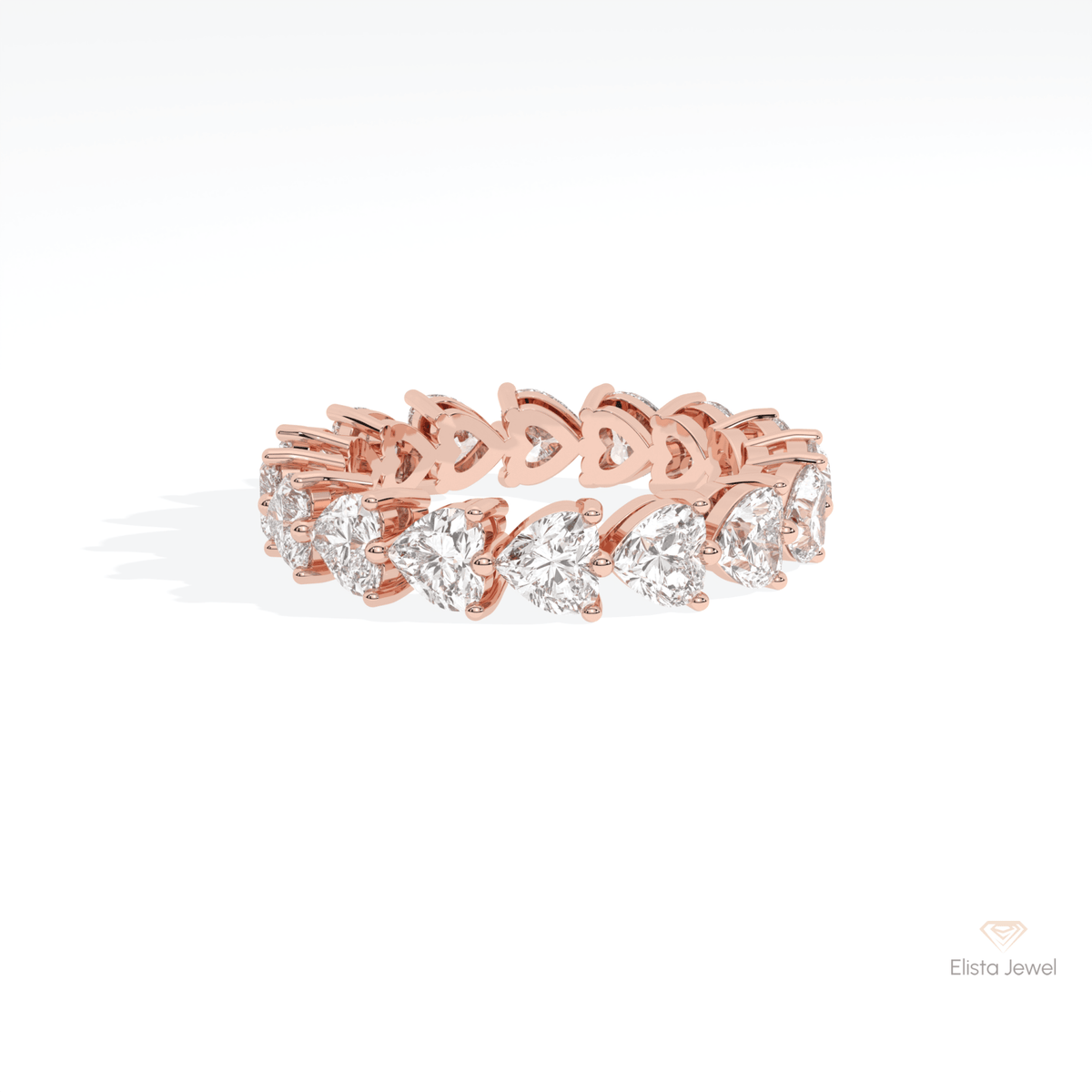Heart Cut Full Eternity Wedding Lab Grown Diamond Band in 10K White Gold - Front View