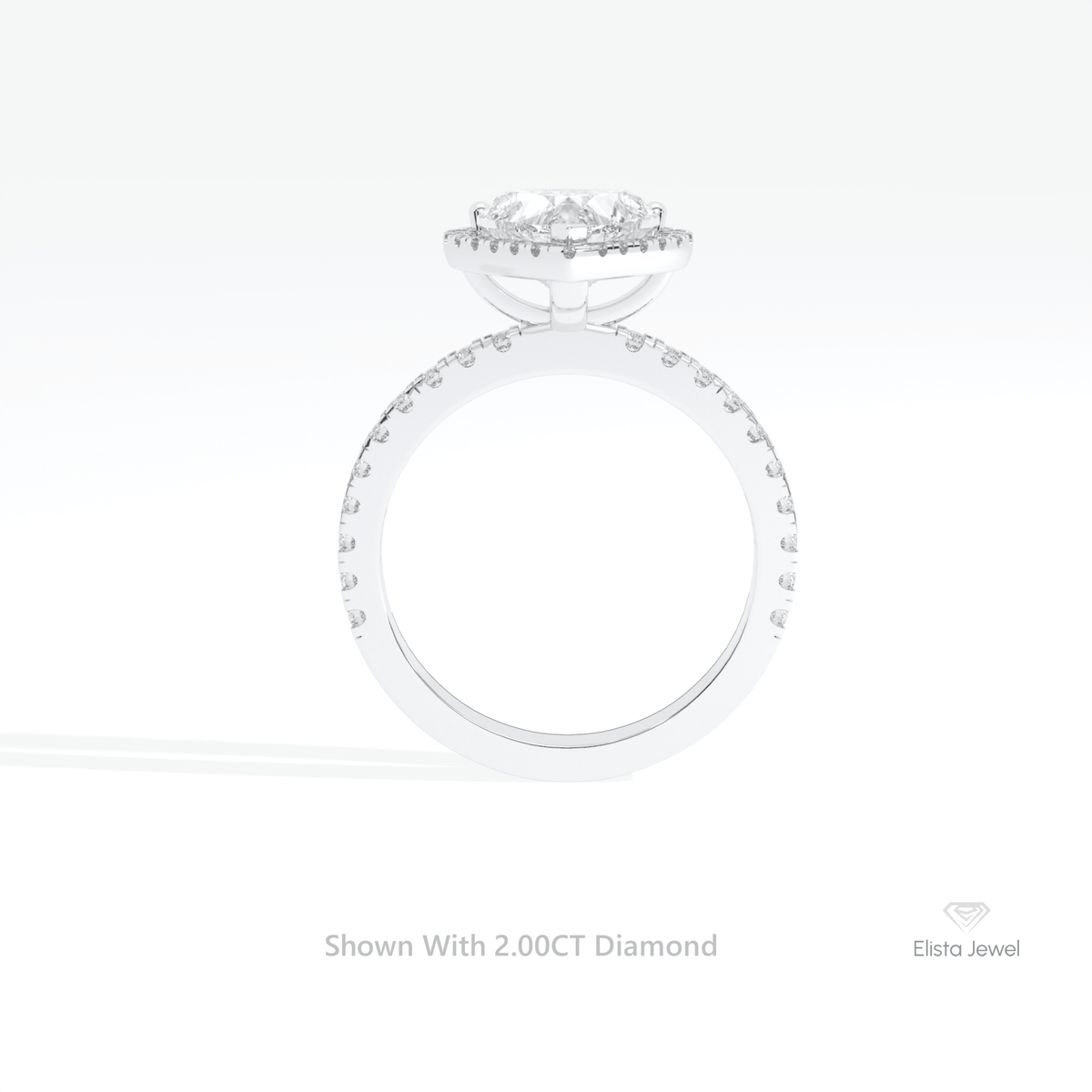 Heart Cut Halo Engagement Lab Grown Diamond Ring in 10K Rose Gold - Angled View