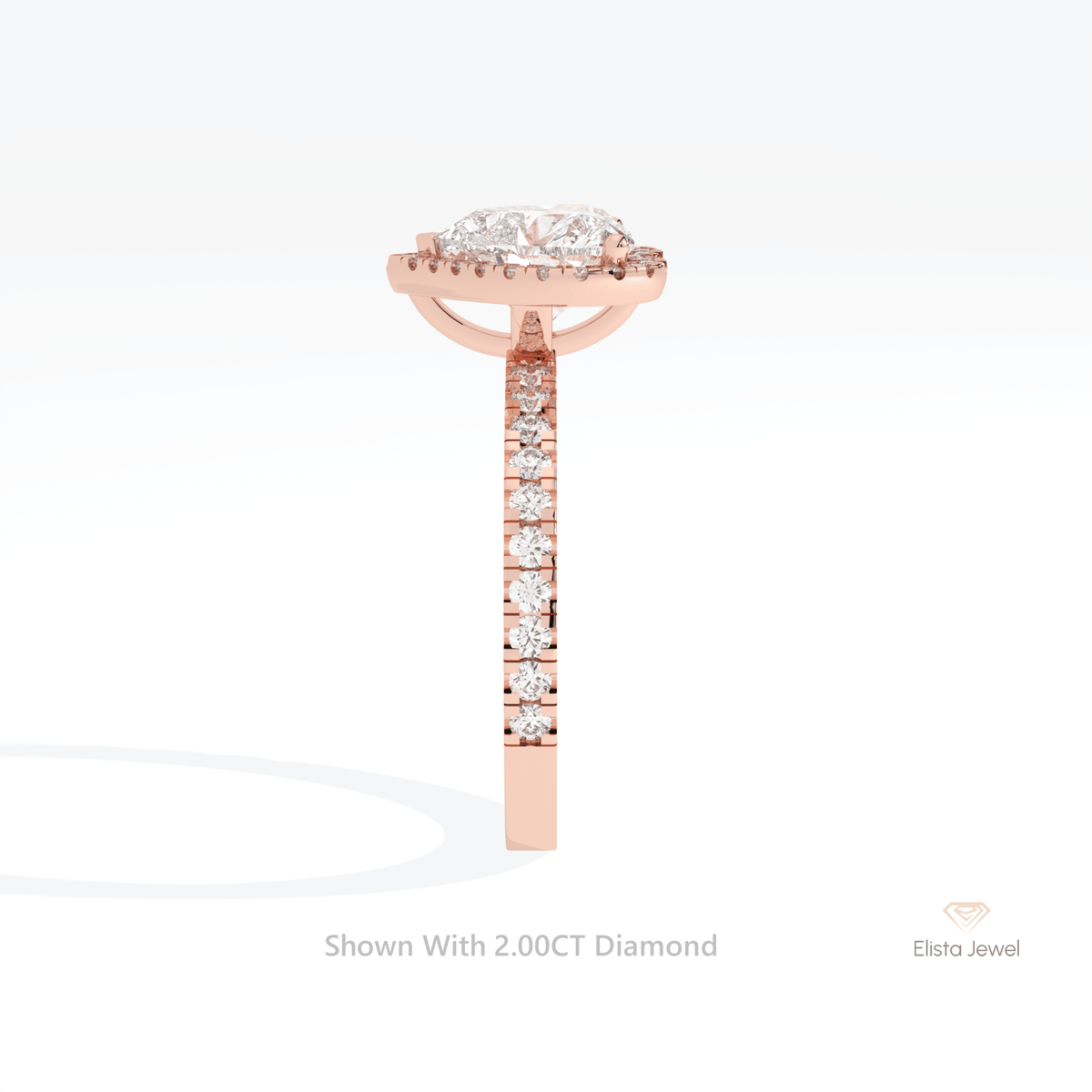 Heart Cut Halo Engagement Lab Grown Diamond Ring - Additional View