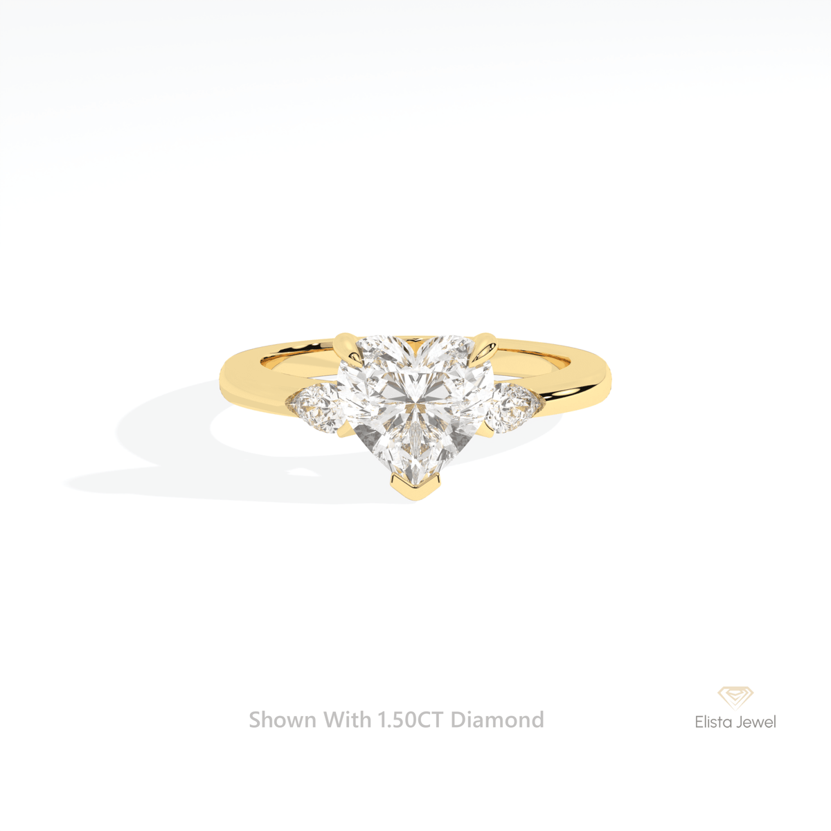 Heart Cut Three Stone Engagement Lab Grown Diamond Ring in 10K White Gold - Front View