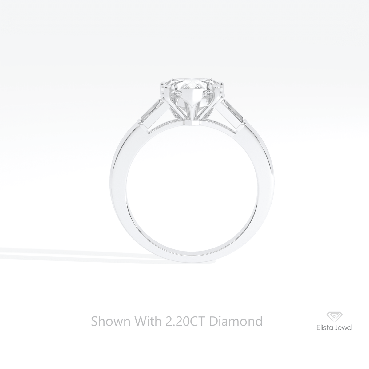 Heart Cut Three Stone Wedding Lab Grown Diamond Ring in 18K White Gold - Close-up View