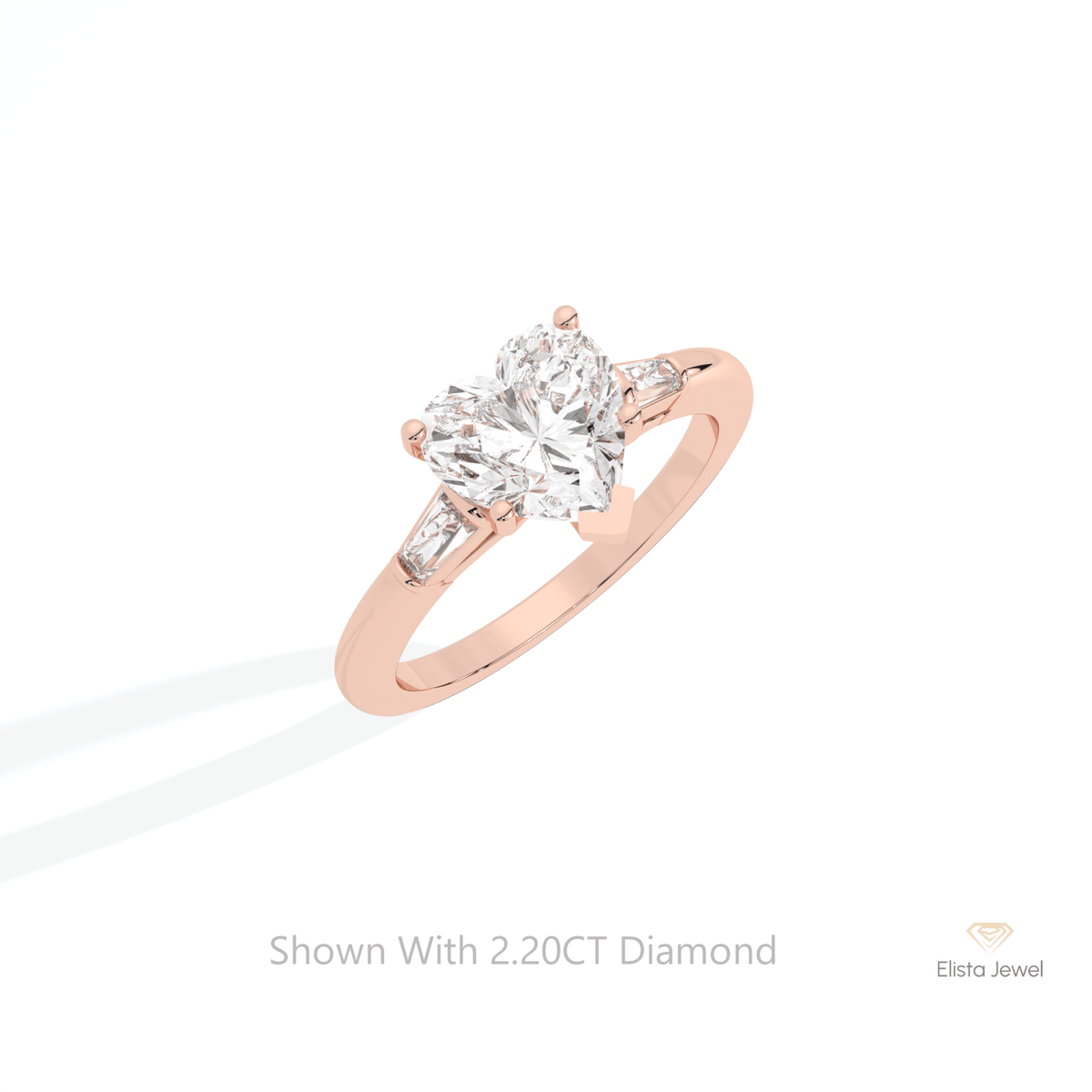Heart Cut Three Stone Wedding Lab Grown Diamond Ring in 10K Yellow Gold - Side View