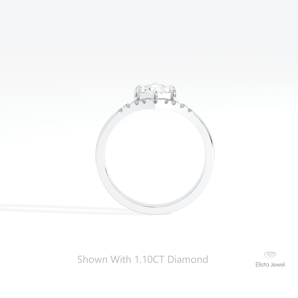 Hexagon Cut Accent Engagement Lab Grown Diamond Ring in 10K Rose Gold - Angled View