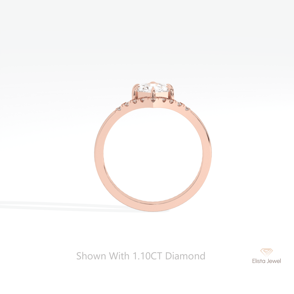 Hexagon Cut Accent Engagement Lab Grown Diamond Ring - Alternative View