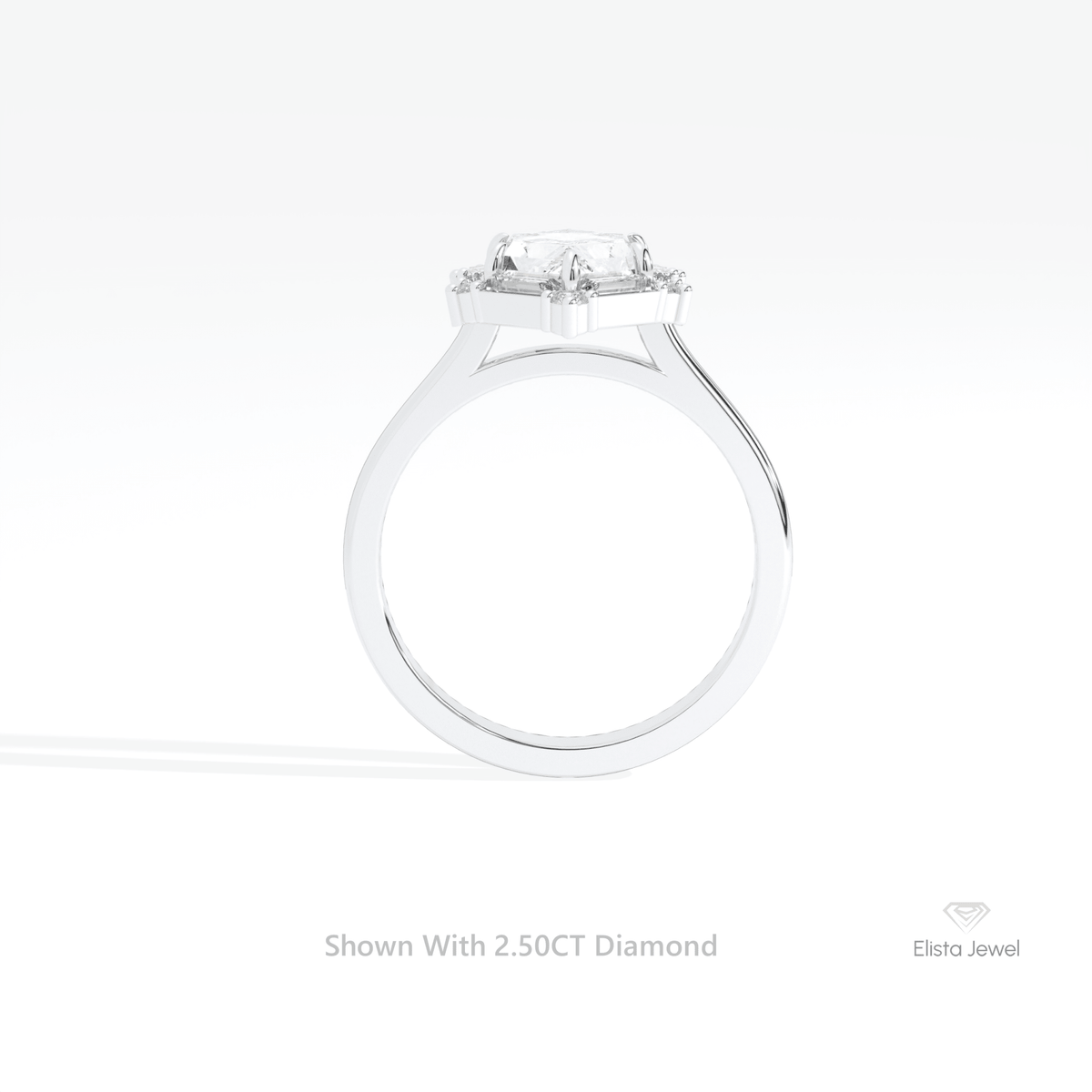 Hexagon Cut Halo Engagement Lab Grown Diamond Ring in 10K Rose Gold - Angled View