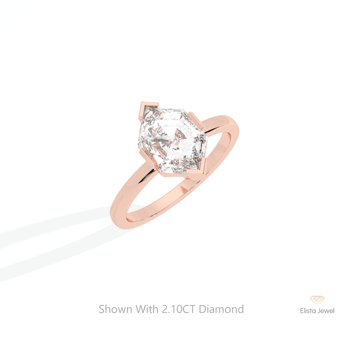Hexagon Cut Solitaire Engagement Lab Grown Diamond Ring in Platinum - Lifestyle View