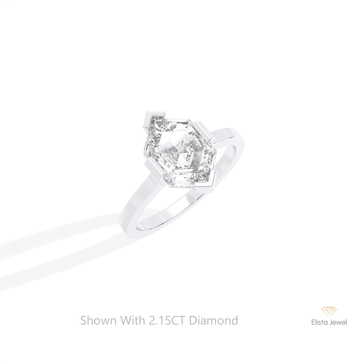 Hexagon Cut Solitaire Engagement Lab Grown Diamond Ring in 14K Rose Gold - Profile View