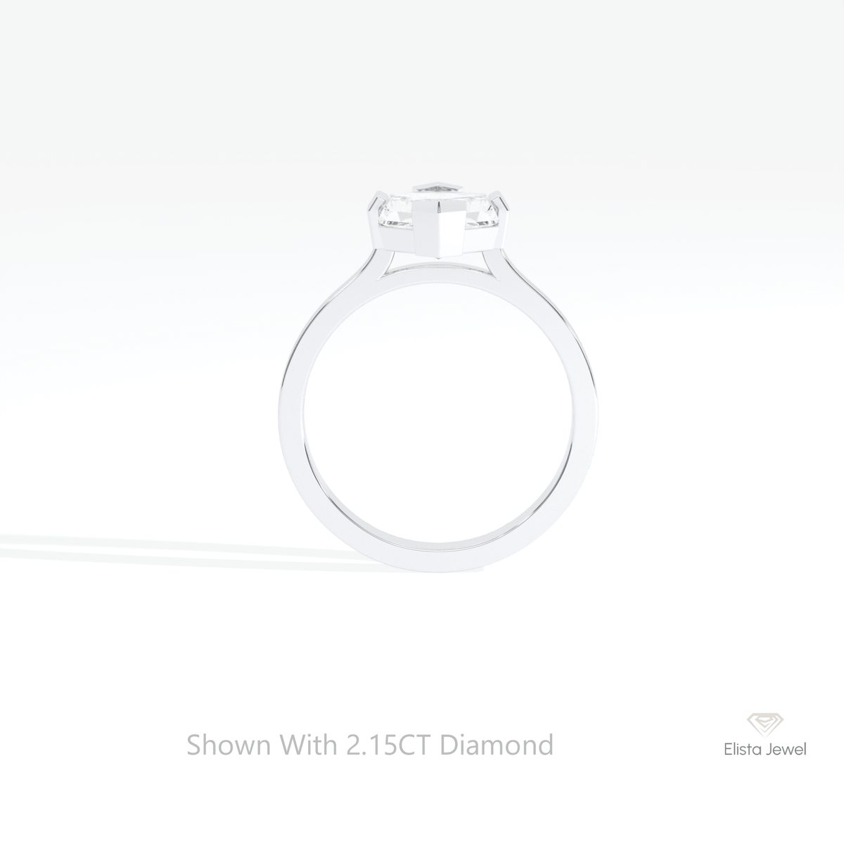Hexagon Cut Solitaire Engagement Lab Grown Diamond Ring in 18K White Gold - Close-up View