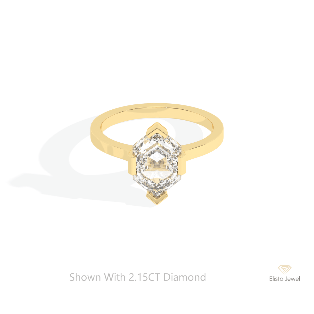 Hexagon Cut Solitaire Engagement Lab Grown Diamond Ring in 10K White Gold - Front View