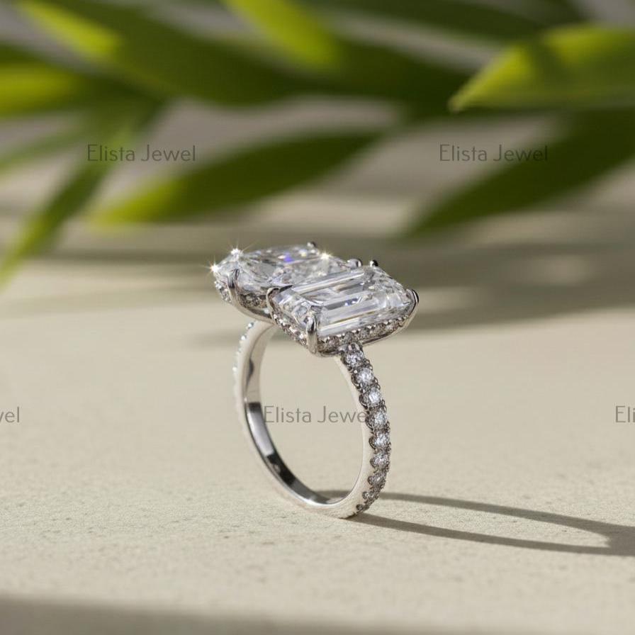 Toi Et Moi Lab Grown Diamond Ring, Pear Emerald Cut, 14K Gold