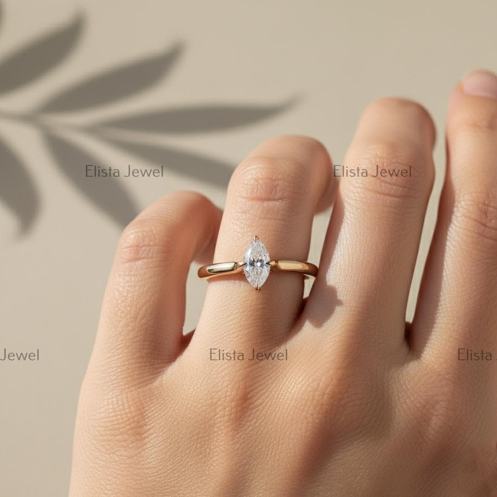 Marquise Lab-Grown Diamond Solitaire Ring, 14K Yellow Gold, IGI Certified