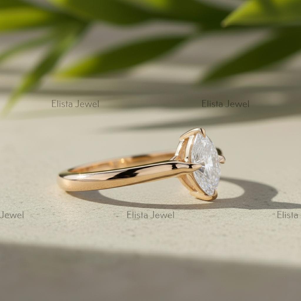 Marquise Lab-Grown Diamond Solitaire Ring, 14K Yellow Gold, IGI Certified