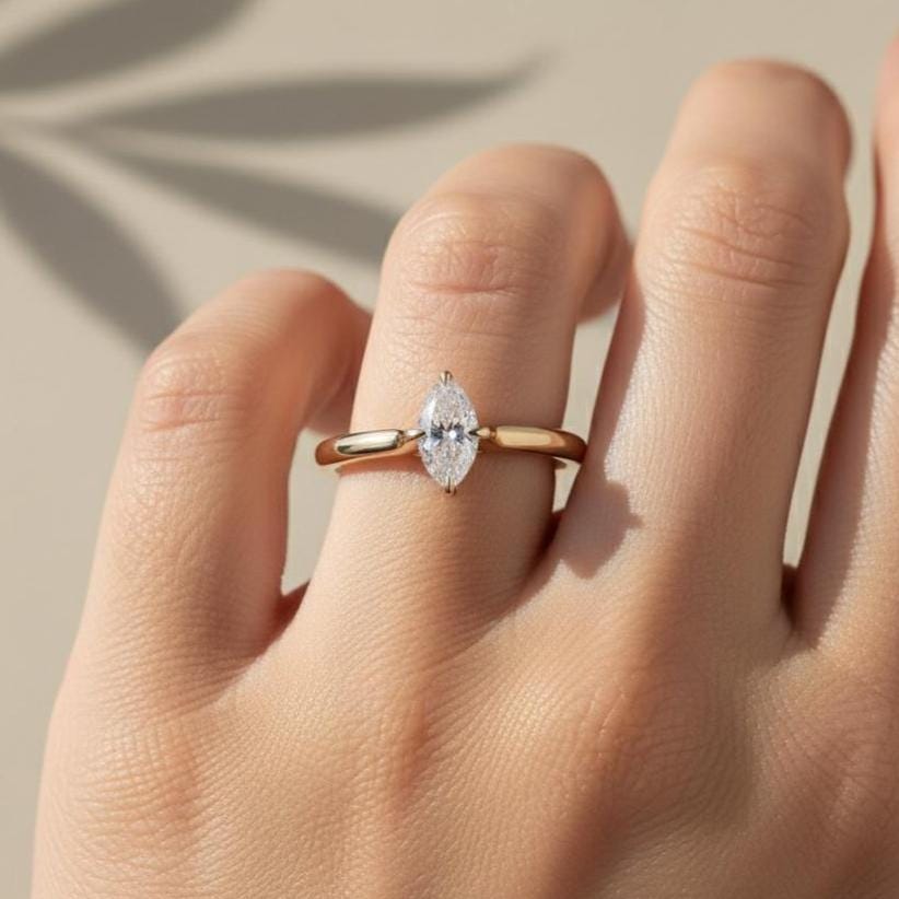 Marquise Lab-Grown Diamond Solitaire Ring, 14K Yellow Gold, IGI Certified