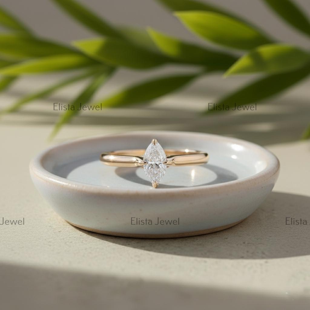 Marquise Lab-Grown Diamond Solitaire Ring, 14K Yellow Gold, IGI Certified