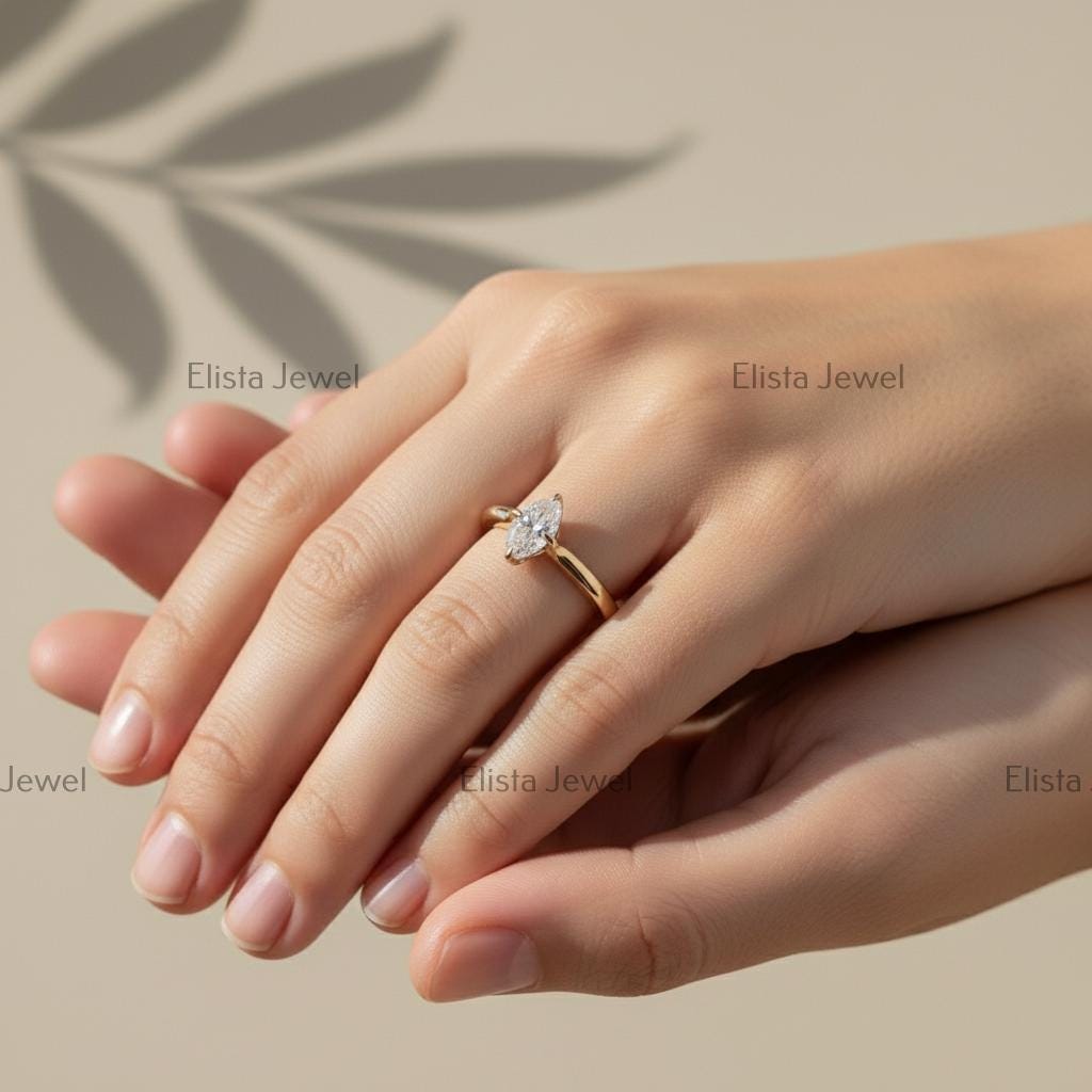 Marquise Lab-Grown Diamond Solitaire Ring, 14K Yellow Gold, IGI Certified