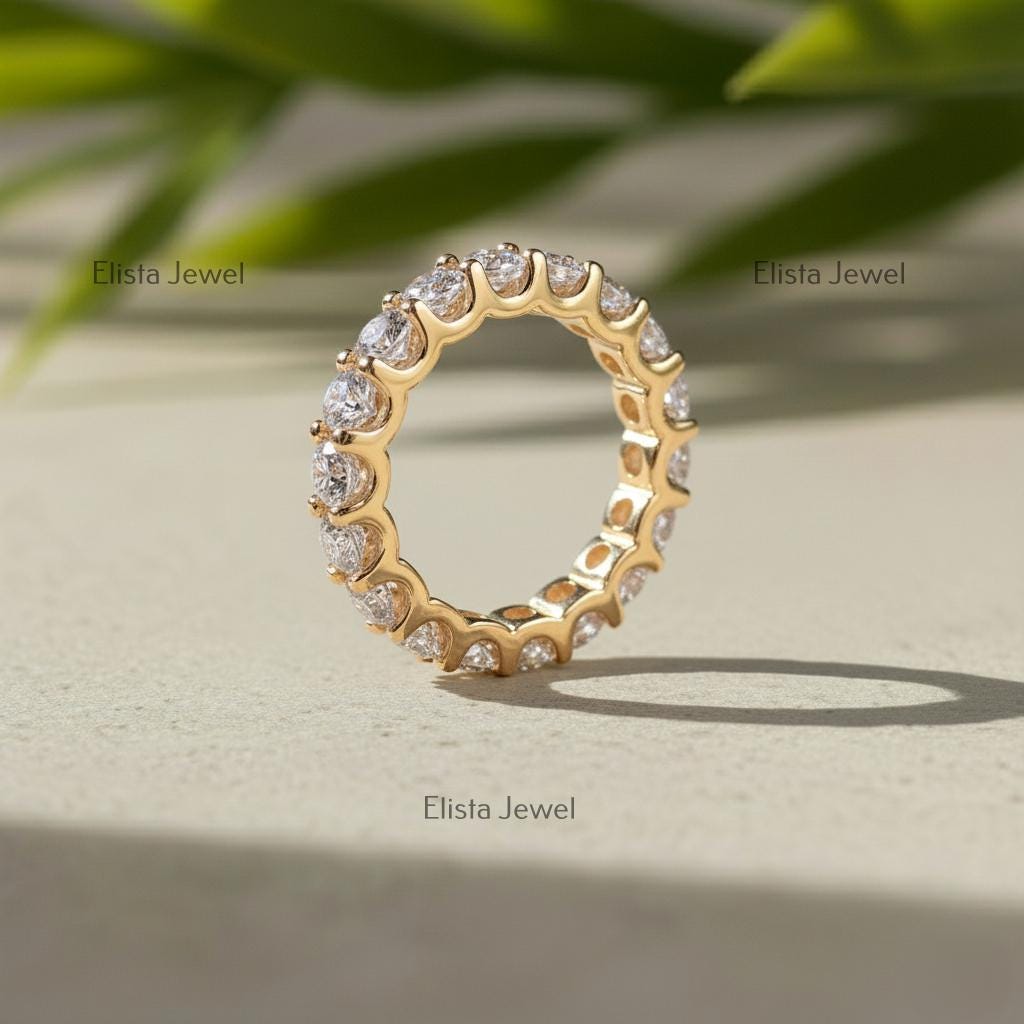 18K Yellow Gold Lab-Grown Diamond Eternity Band, Shared Prong
