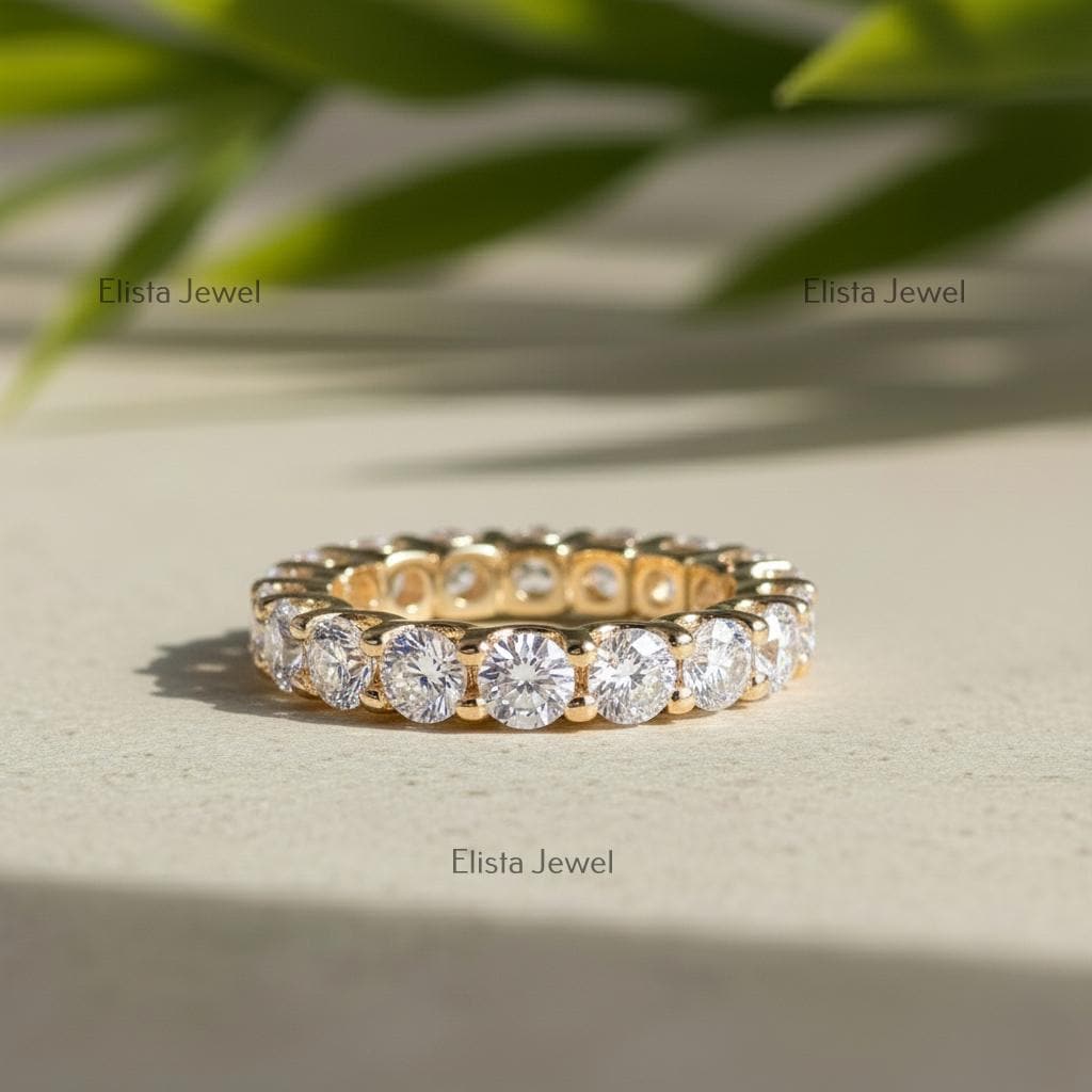 18K Yellow Gold Lab-Grown Diamond Eternity Band, Shared Prong