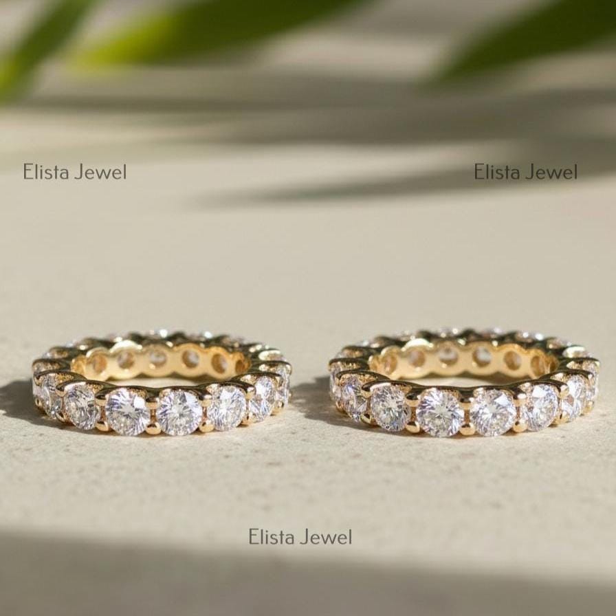 18K Yellow Gold Lab-Grown Diamond Eternity Band, Shared Prong