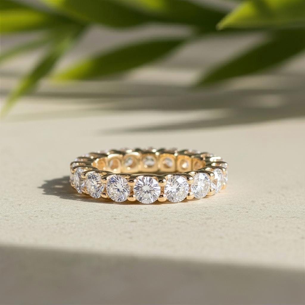18K Yellow Gold Lab-Grown Diamond Eternity Band, Shared Prong