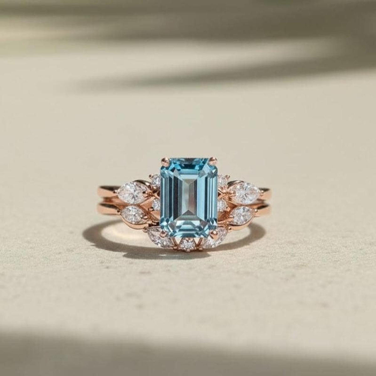 Fancy Vivid Blue Lab-Grown Diamond Ring, 14K Rose Gold Floral Halo