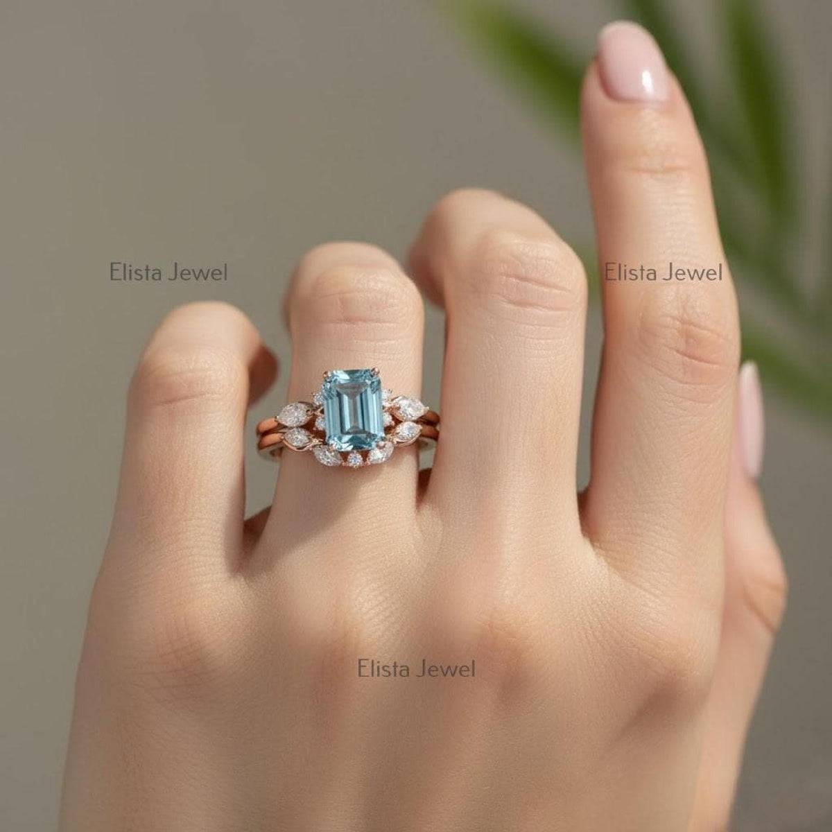 Fancy Vivid Blue Lab-Grown Diamond Ring, 14K Rose Gold Floral Halo