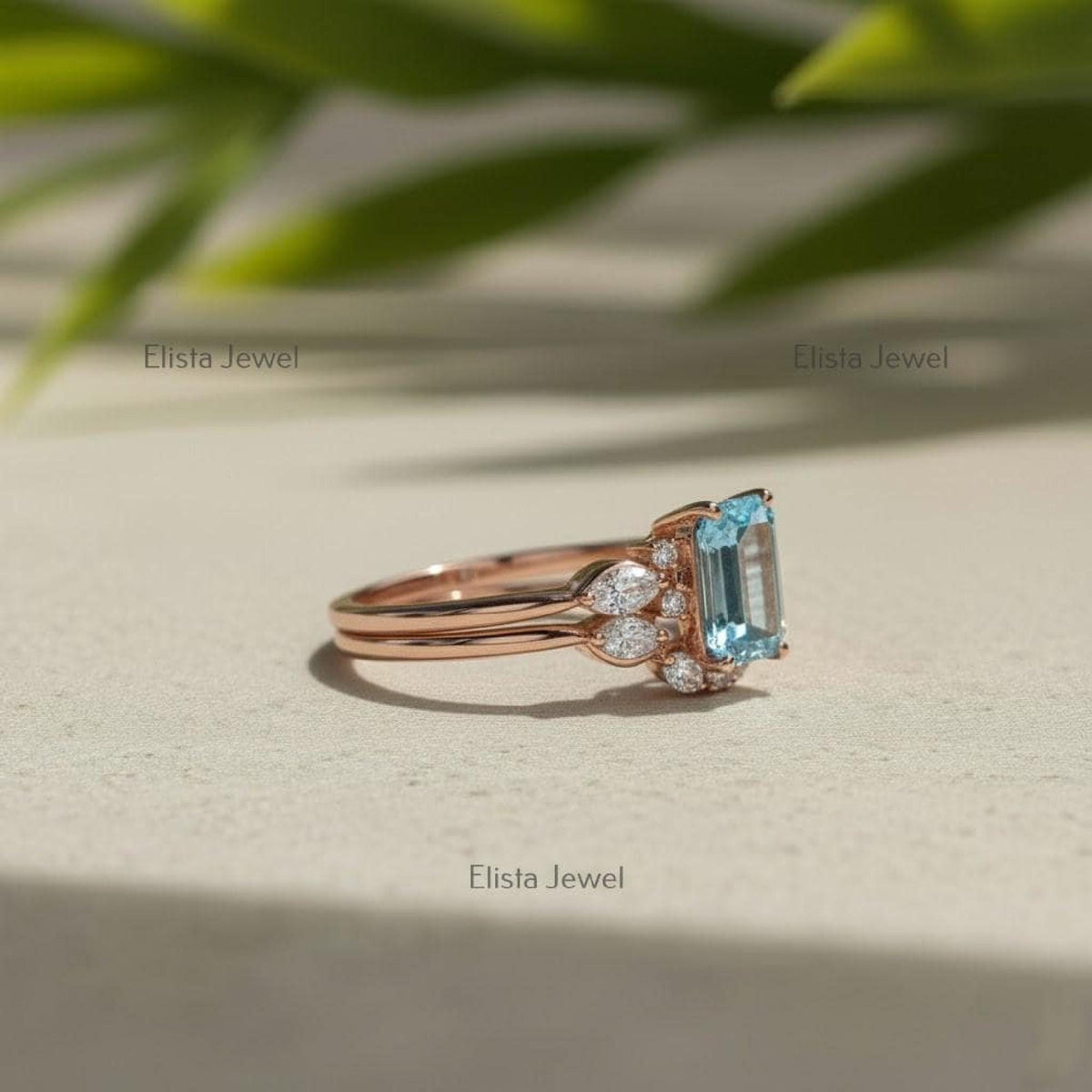 Fancy Vivid Blue Lab-Grown Diamond Ring, 14K Rose Gold Floral Halo