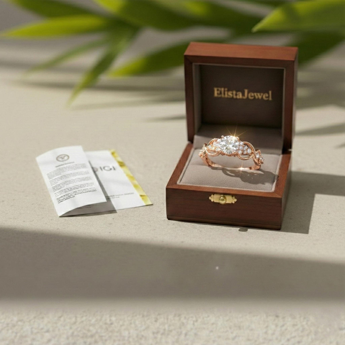 Infinity Ring Round Lab-Grown Diamond Rose Gold Engagement Accent Diamonds
