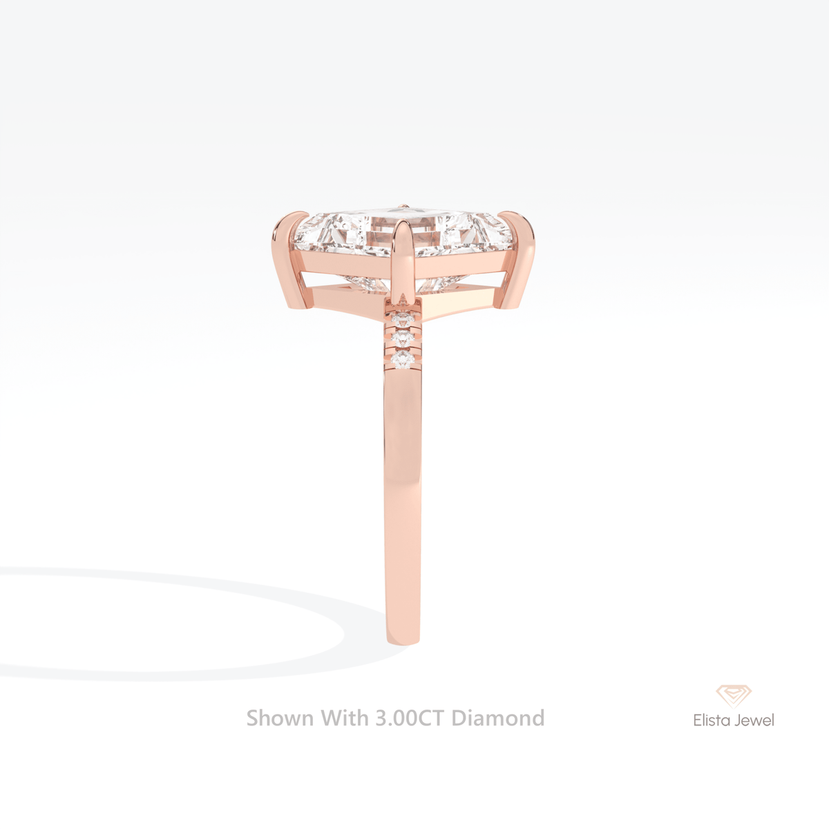 Kite Cut Accent Engagement Lab Grown Diamond Ring - Additional View