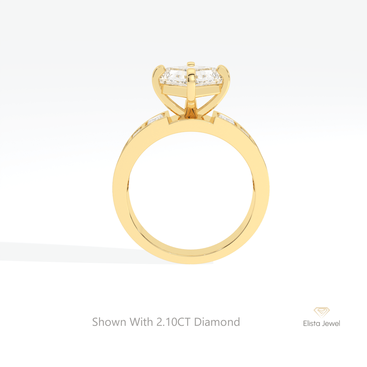 Kite Cut Accent Wedding Lab Grown Diamond Ring in 10K Rose Gold - Angled View